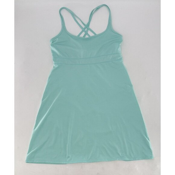 Soybu Active Turquoise Striped Dress Sz L Built In Bra Preppy‎ Boho See Photos - Picture 3 of 11